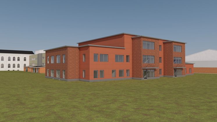 Den om- och tillbyggda Christinaskolan ska stå klar 2025.      Illustration: Sweco Architects