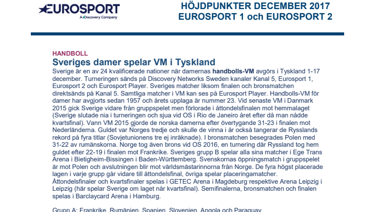 Eurosports höjdpunkter i december- dokument