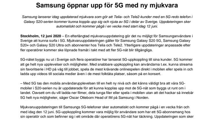 Samsung öppnar upp för 5G med ny mjukvara