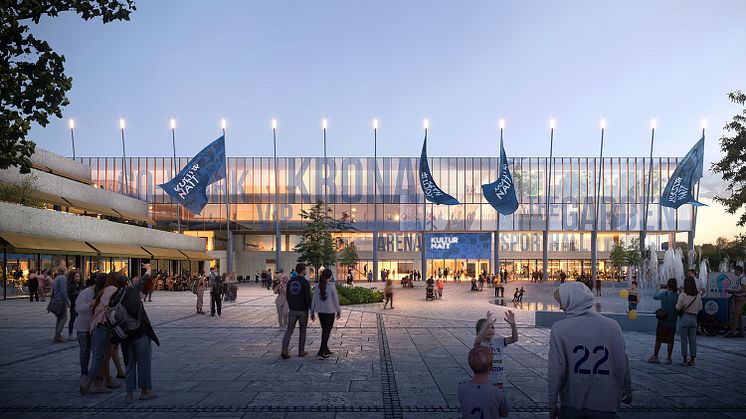 Illustration av tävlingsförslaget Krona för Kungsbackas arena