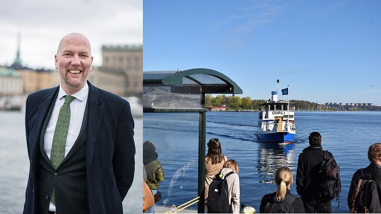 Gustav Hemming (C) Skärgårdsregionråd och ansvarig för pendelbåtstrafiken i Region Stockholm. Foto: Centerpartiet. 