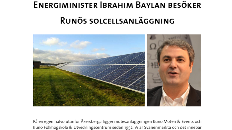 Ibrahim Baylan besöker Runös solcellsanläggning