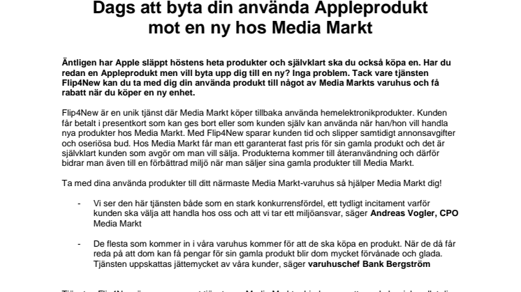 Dags att byta din använda Appleprodukt mot en ny hos Media Markt