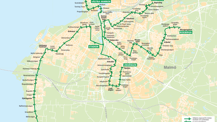 Linje 84 Malmö linjekarta