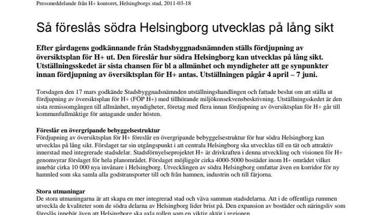Så föreslås södra Helsingborg utvecklas