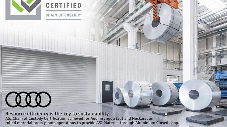 Audi tildeles Chain of Custody- certifikatet fra Aluminium Stewardship Initiative