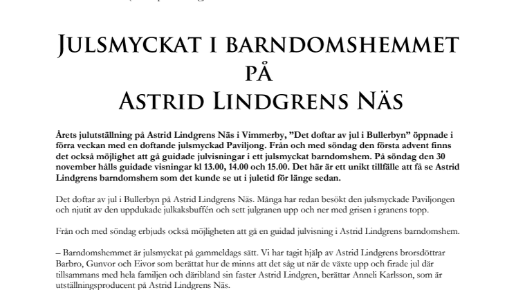 Julsmyckat i barndomshemmet på Astrid Lindgrens Näs
