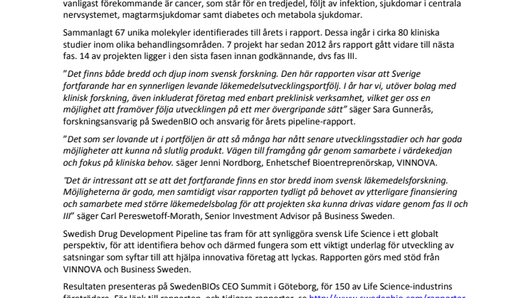 100 svenska företag utvecklar morgondagens läkemedel, varav hälften har projekt i klinik