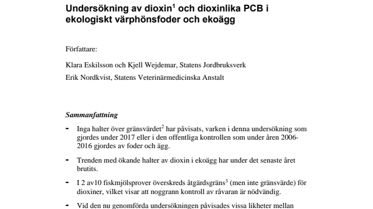 Jordbruksverkets och SVA:s gemensamma rapport