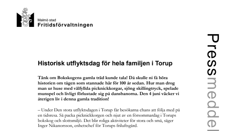 Historisk utflyktsdag för hela familjen i Torup 