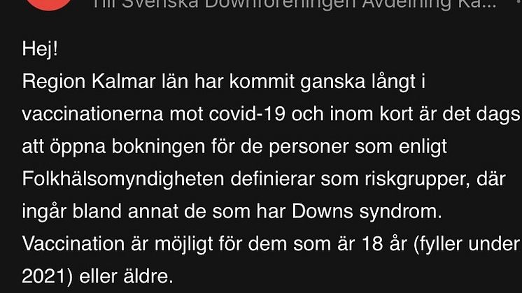 Vi skickar vidare information vi fick från Region Kalmar