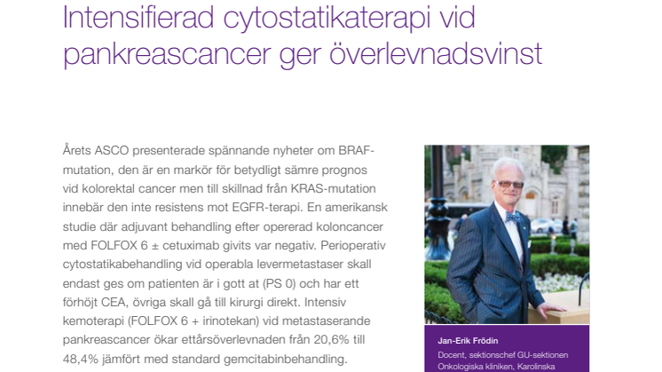 Gastrointestinal cancer - docent Jan-Erik Frödin rapporterar från ASCO 2010