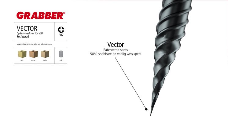 Grabber® ”Vector” – ny revolutionerande skruv med specialutformad spets