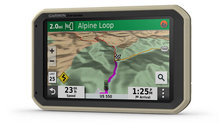 Utforska fler områden med Garmin Overlander™ En helt ny navigeringsupplevelse för äventyrsresenärer