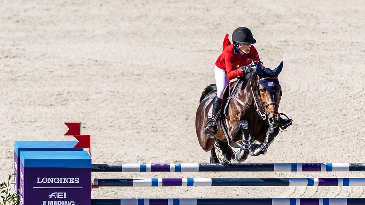 Team EquiFits ryttare, Jessica Springsteen, som tävlar i Stockholm International Horse Show den 30 november till 3 december 2023. Foto: Madeleine D. Bergsjø.