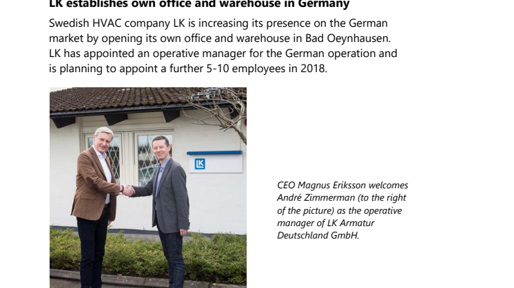 LK establishes own office and warehouse in Germany