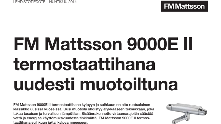 FM Mattsson 9000E II termostaattihana uudesti muotoiltuna