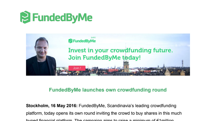 FundedByMe launches own crowdfunding round