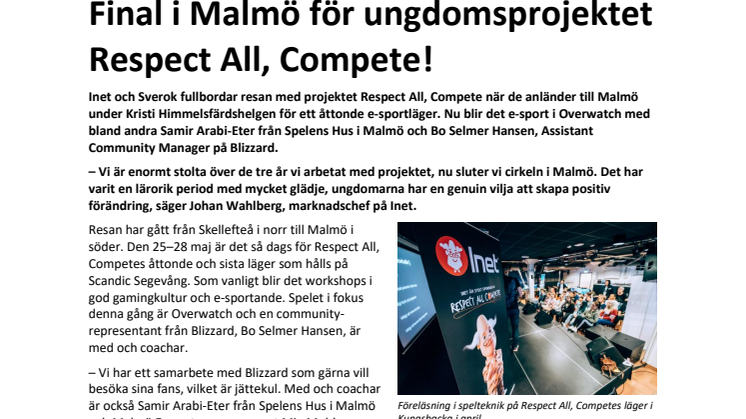 Final i Malmö för ungdomsprojektet Respect All, Compete!
