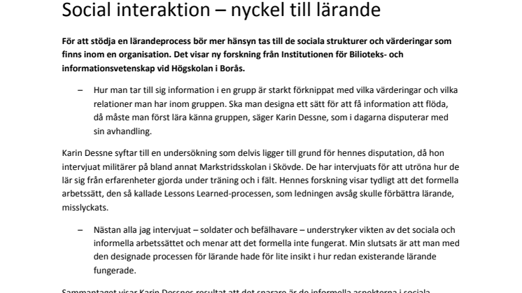 Social interaktion – nyckel till lärande