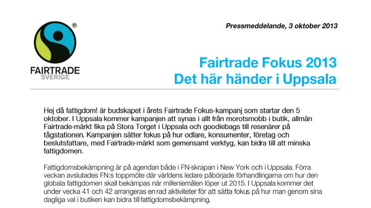 Fairtrade Fokus 2013 - Det här händer i Uppsala
