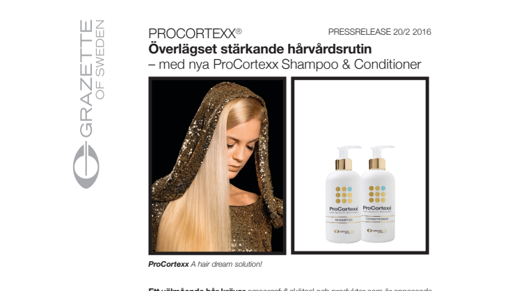 Pressrelease ProCortexx Shampoo och Conditioner
