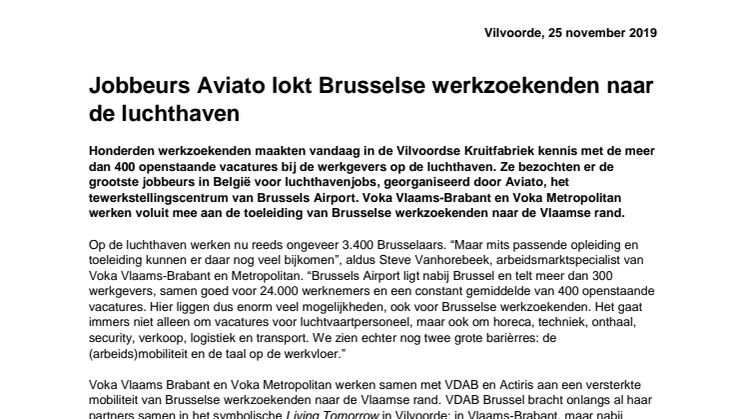 Jobbeurs Aviato lokt Brusselse werkzoekenden naar de luchthaven