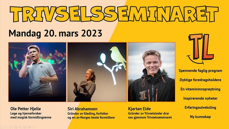 Meld deg på Trivselsseminaret mandag 20. mars 2023!