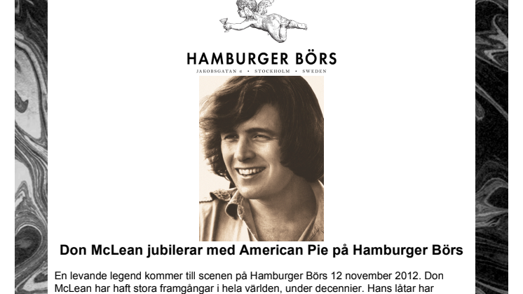 Don McLean jubilerar med American Pie på Hamburger Börs