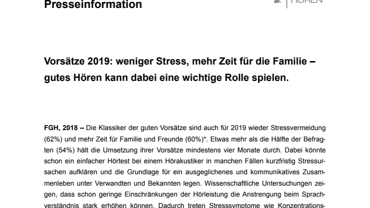 Vorsätze 2019: weniger Stress, mehr Zeit für die Familie – gutes Hören kann dabei eine wichtige Rolle spielen.