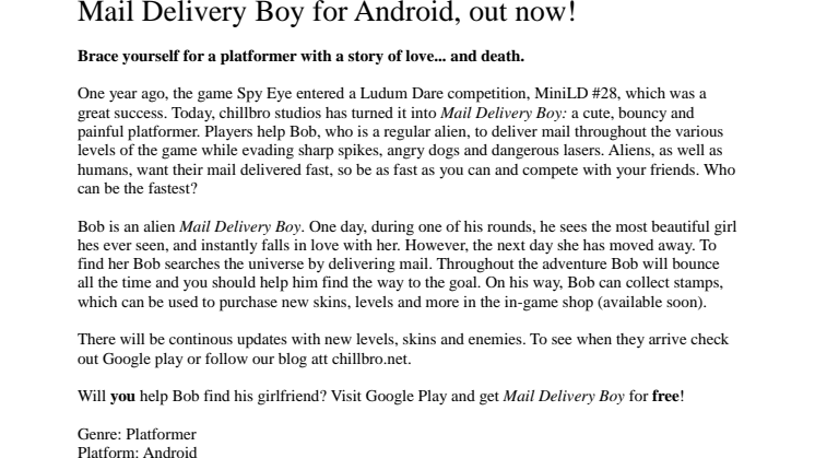Mail Delivery Boy for Android, out now!