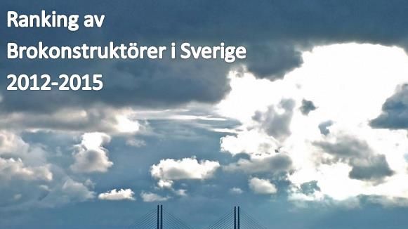 Ranking av de mest aktiva brokonstruktörerna i Sverige 2012-2015 enligt Sverige Bygger