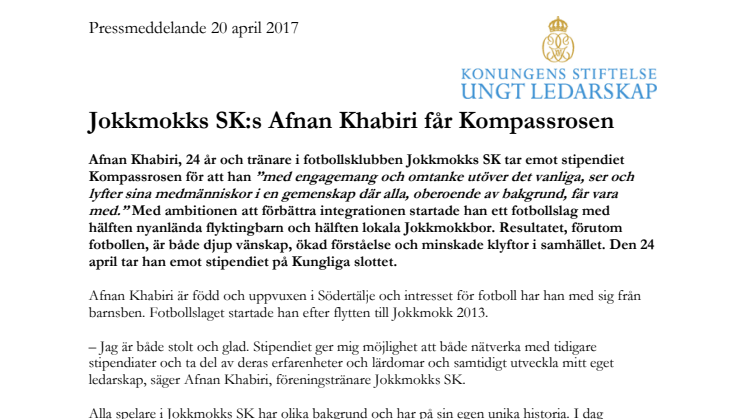 ​​Jokkmokks SK:s Afnan Khabiri får Kompassrosen
