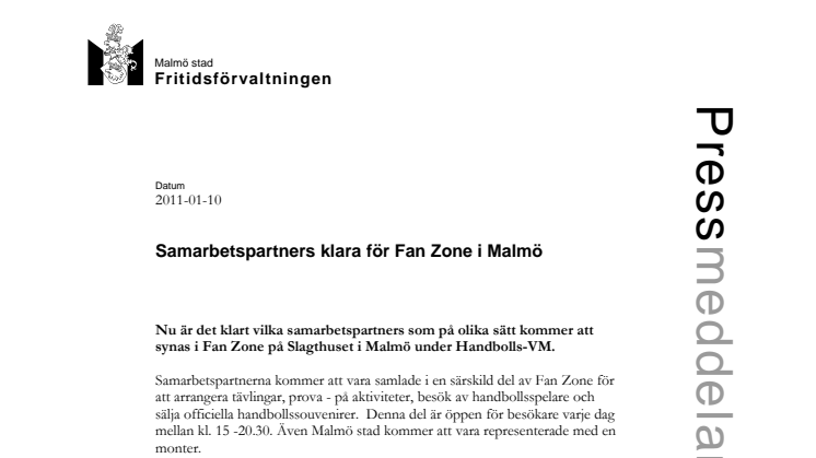 Samarbetspartners klara för Fan Zone i Malmö
