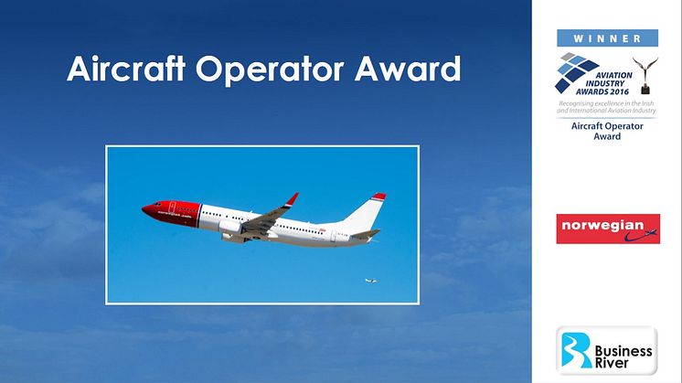 Norwegian Air International wins Aircraft Operator Award at Aviation Industry Awards 2016