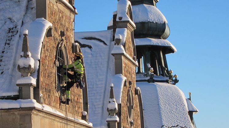 Fasadarbeten på Nordiska museet i Stockholm