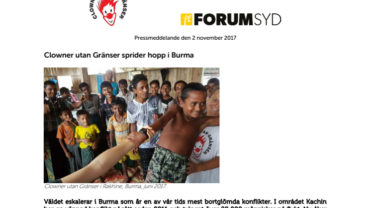 Clowner utan Gränser sprider hopp i Burma 