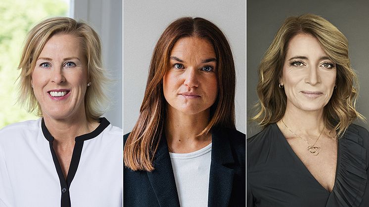 Juryn för Bokmässans bildningspris 2021 från vänster: Åsa Fahlén, Lärarnas Riksförbund, Tove Lindahl Greve, Majblomman, och Anette Novak, Statens medieråd. / Foto: Elisabeth Ohlson Wallin, Rasmus Brandin, Anna-Lena Ahlström.