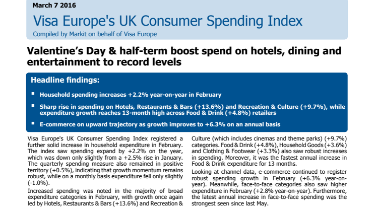Valentine’s Day & half-term boost spend on hotels, dining and entertainment to record levels