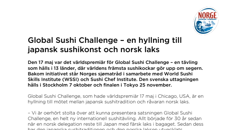 Global Sushi Challenge – en hyllning till japansk sushikonst och norsk laks