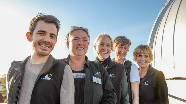 Personalen vid Umevatoriet: Bastien Erpelding, Petra Hellgren, Annika Kjellsson-Lind (verksamhetschef), Marianne Eik och Ann-Lena Sahlman. Foto: Ingrid Söderbergh