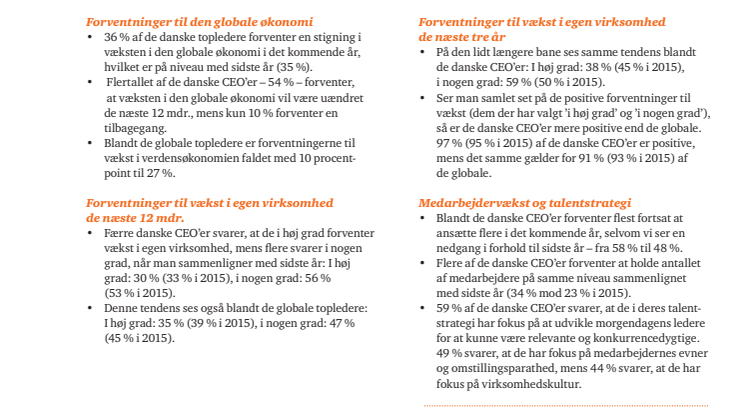 CEO Survey - danske resultater - 2016
