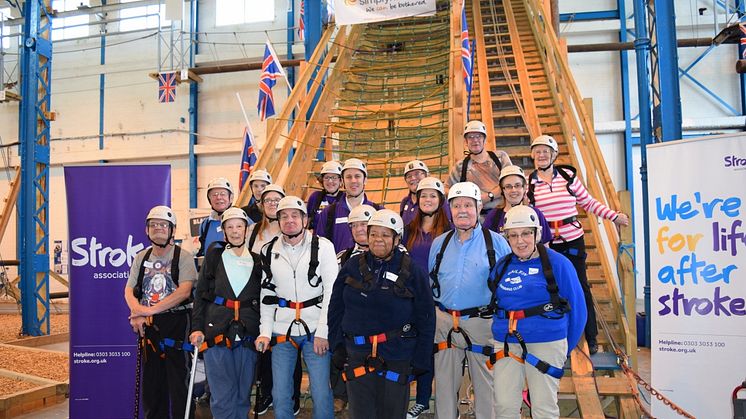 ​Stroke survivors celebrate life after stroke with 35 foot high aerial assault course