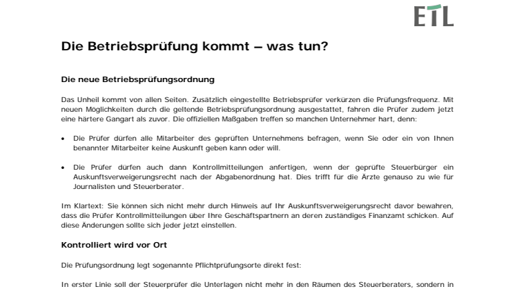 Keine Angst vor der Betriebsprüfung