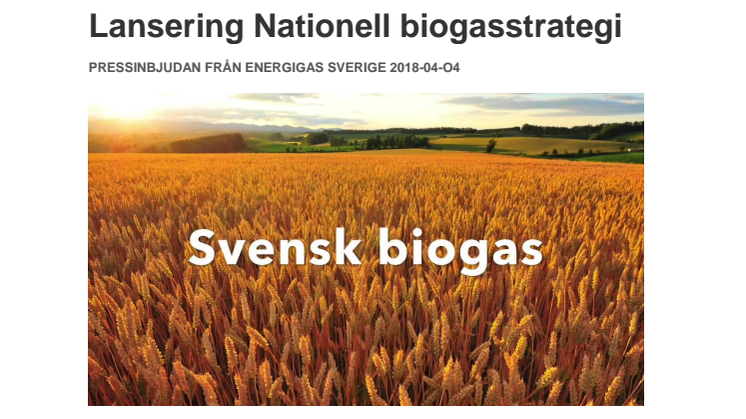 Lansering Nationell biogasstrategi