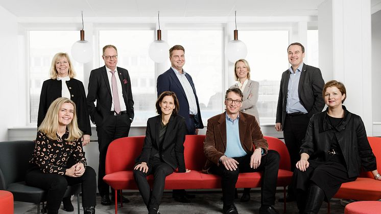 Stena Fastigheters nya ledningsgrupp med Cecilia Fasth som koncernchef (nr två i främre raden) 