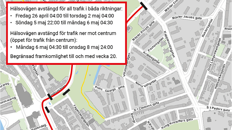 Här blir det tidvis avstängningar och begränsad framkomlighet i trafiken fram till slutet av maj.