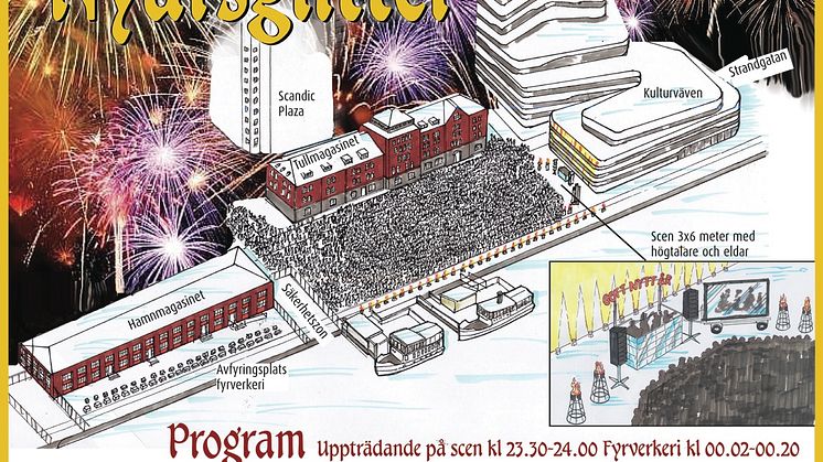 Nyårsglitter över Umeå 2015/2016