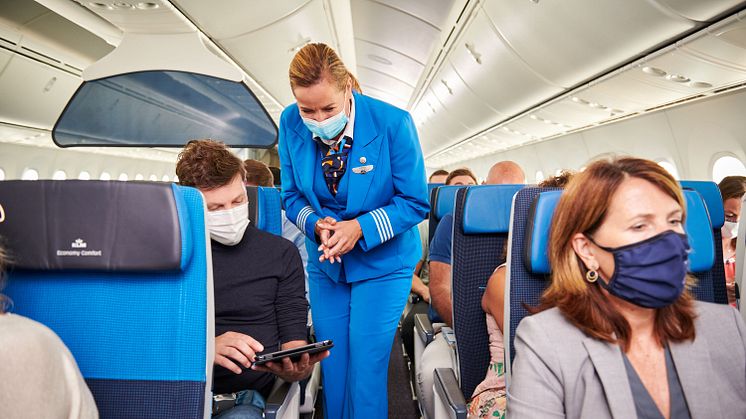 Crew and passengers onboard KLM