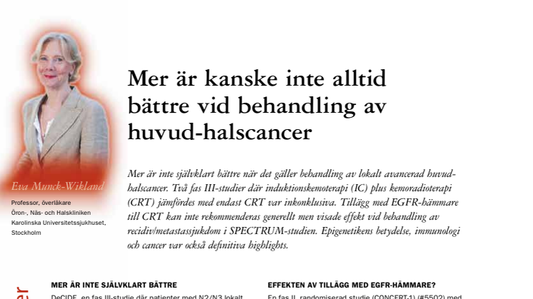 Professor Eva Munch-Wikland: Risken för orofaryngeal cancer ökar med tidig sexdebut, ASCO 2012